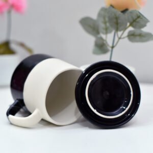 Ceramic Mug with Lid-White &Black